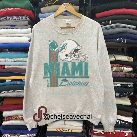 Vintage Miami Dolphins Football Sweatshirt, Retro NFL Miami Dolphins Shirt Tee - Picture 1 of 2
